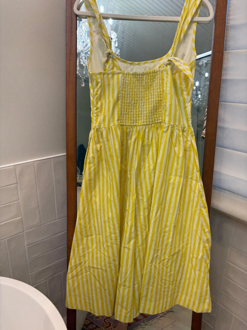 Maeve Sleeveless Cotton Square-Neck Romper Yellow Stripe Adjustable Straps - Picture 6 of 8